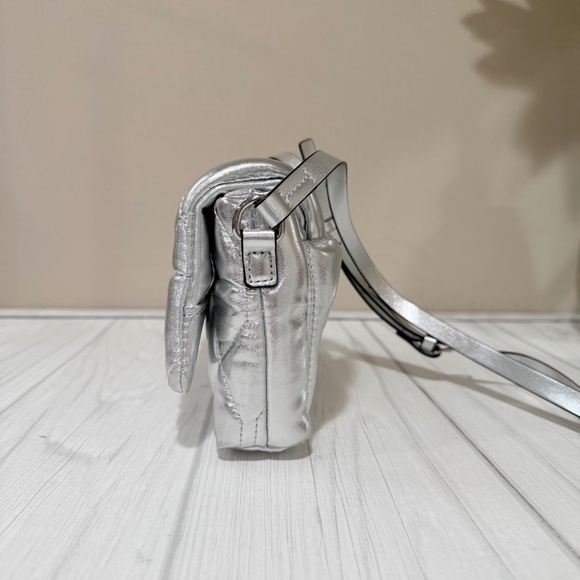 Jason Wu Quilted Vegan Leather Metallic Silver Small Crossbody Bag - Picture 3 of 10